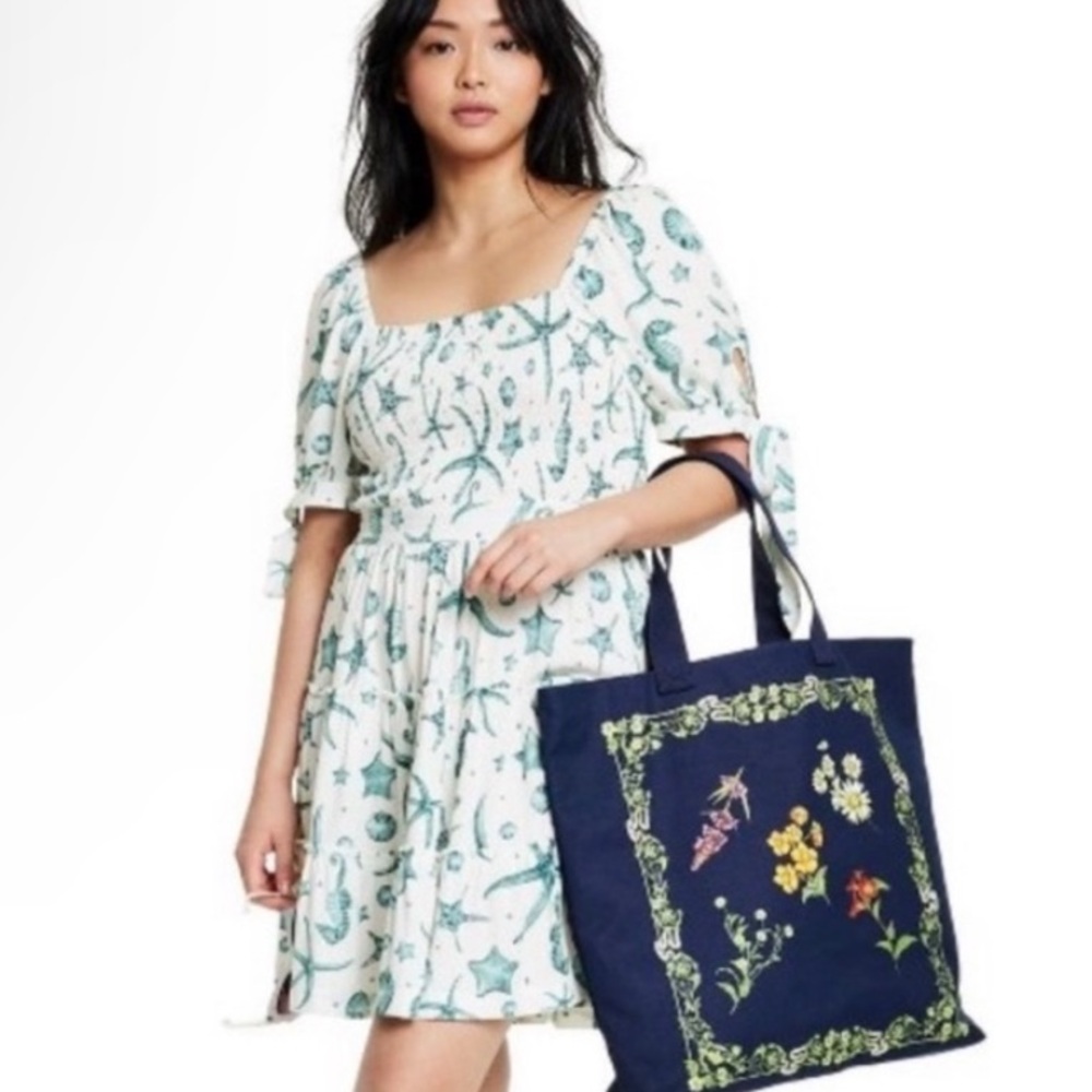 NWT Agua Bendita x Target Women's Deep Sea Print Puff Sleeve Mini Dress, XS